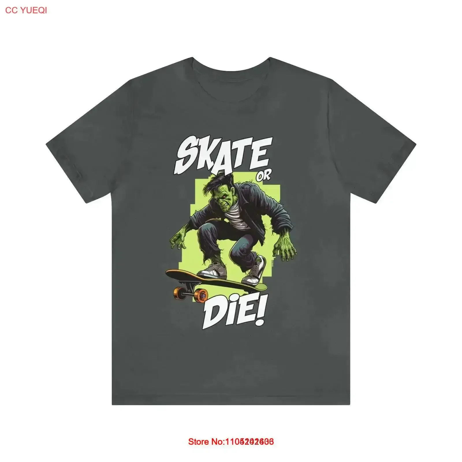 Camiseta Skate or Die FRANKY, presente radical para skatistas, tema monstros de filmes, estilo thrash, para skatistas, vintage old school.