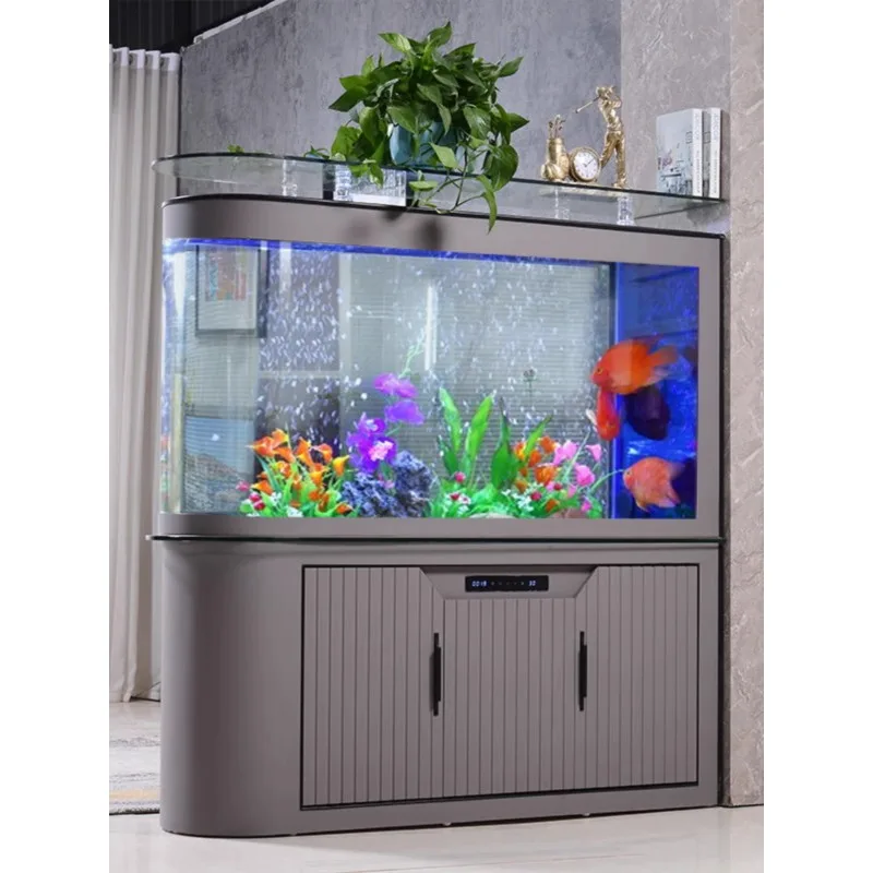 Pantalla de partición de tanque de peces tipo bala para sala de estar, luz moderna para el hogar, filtro de fondo grande para acuario de lujo