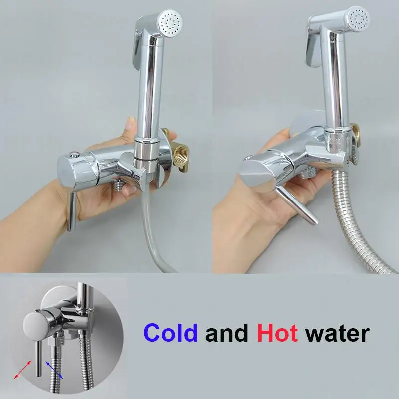 Copper cold and hot water Toilet Handheld Bidet Faucet Spray Gun Mixer Shower Head Bathroom Muslim Sprayer WC ass clean valve B4