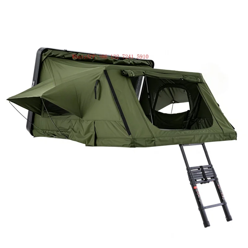 Hongsheng Rooftop Tent Hard Shell Aluminum Fold Out 4x4   Car 4 Person Side Open Four-season One Bedroom for Outdoor Camping