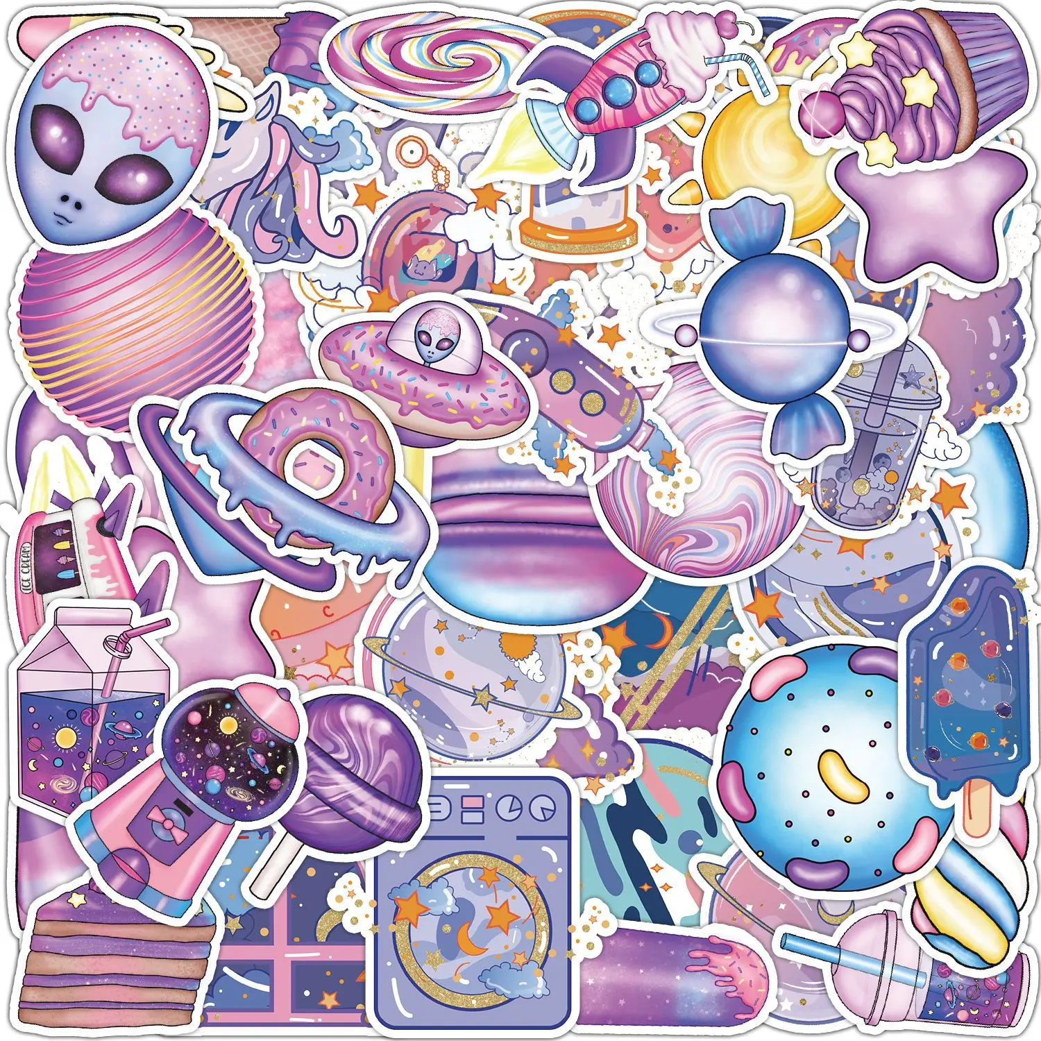 

50PCS Cute Cartoon Dream Universe Aesthetic Stickers Decals Laptop Luggage Phone Notebook Diary Graffiti Sticker Kids Toys Gifts