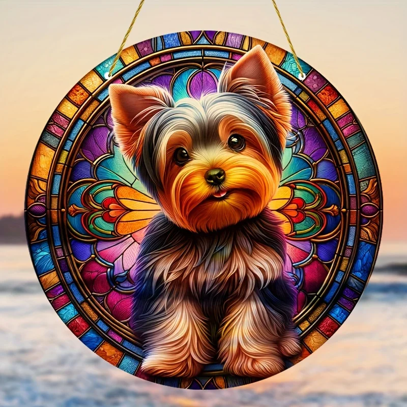 Window Hanging Acrylic Plaque Suncatcher (15cm*15cm/6in*6in) for Dog Lovers Dog Light Catcher Gifts Homelawn Garden Home Decor