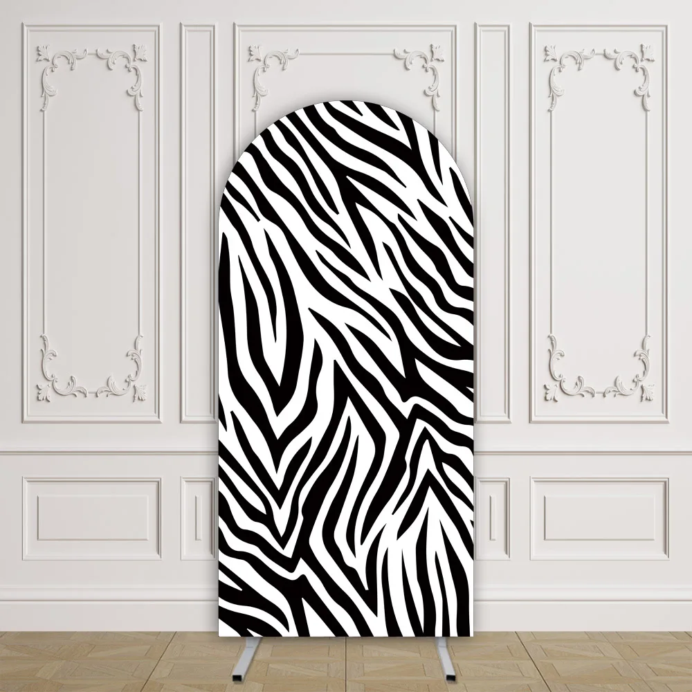 Mehofond Leopard Print Arch Backdrop for Safari Jungle Zebra Kids Birthday Party Arched Wall Cover Wedding Arch Background Props