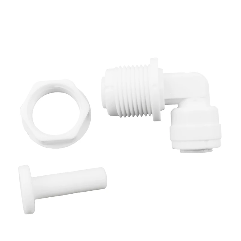 

Reverse Osmosis 1/4 Inch Tube Push Lock Elbow L Shape Bulkhead Union R O Water System Fittings 10 Pcs