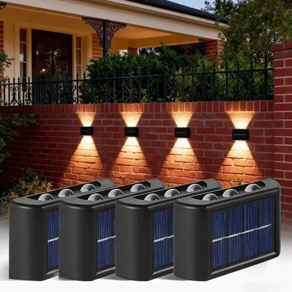

2Pcs 6 LED Beads Solar Wall Light Solar Powered Energy Saving LED Outdoor Lamp Waterproof Design Weather Resistant