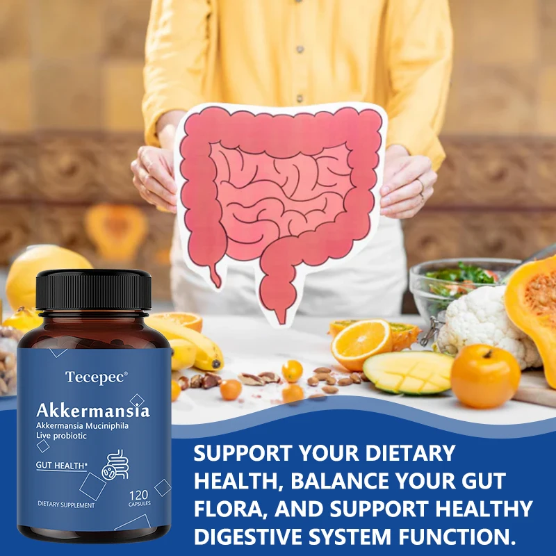 Akkermansia Probiotics with Prebiotic Fiber - Delayed Release, 100M AFU Live Strain, for Gut Health in Men and Women