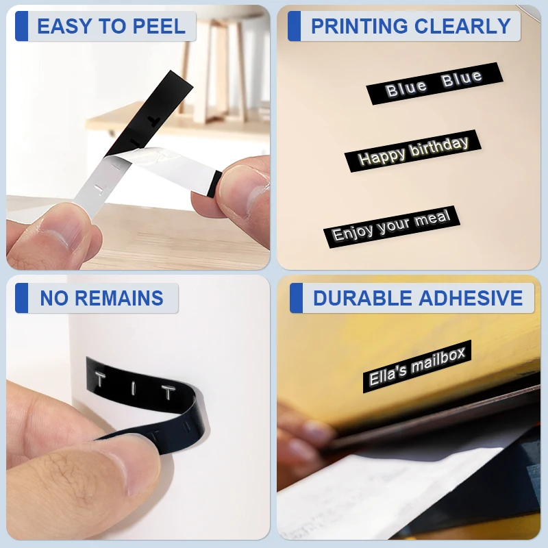 5PK 9MM White on Black 3D Embossing Tapes Plastic Embossing Labels Compatible for Dymo Motex E101 E-202 1540 Label Makers