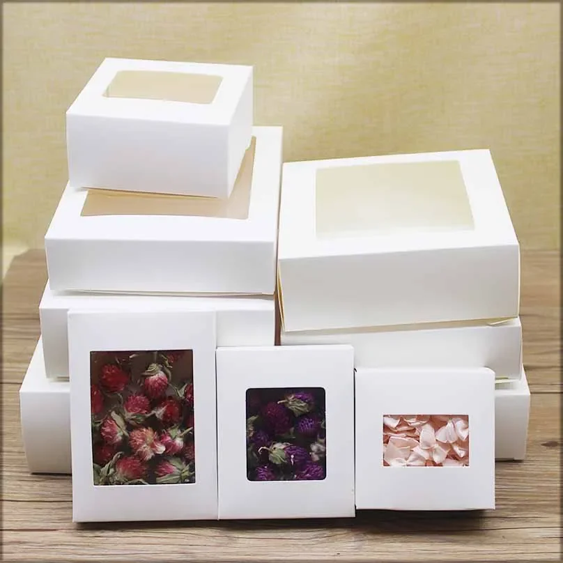 10pc Mulit size window box jewelry packing box white big gift package box wedding candy favors decoration box party suppiles