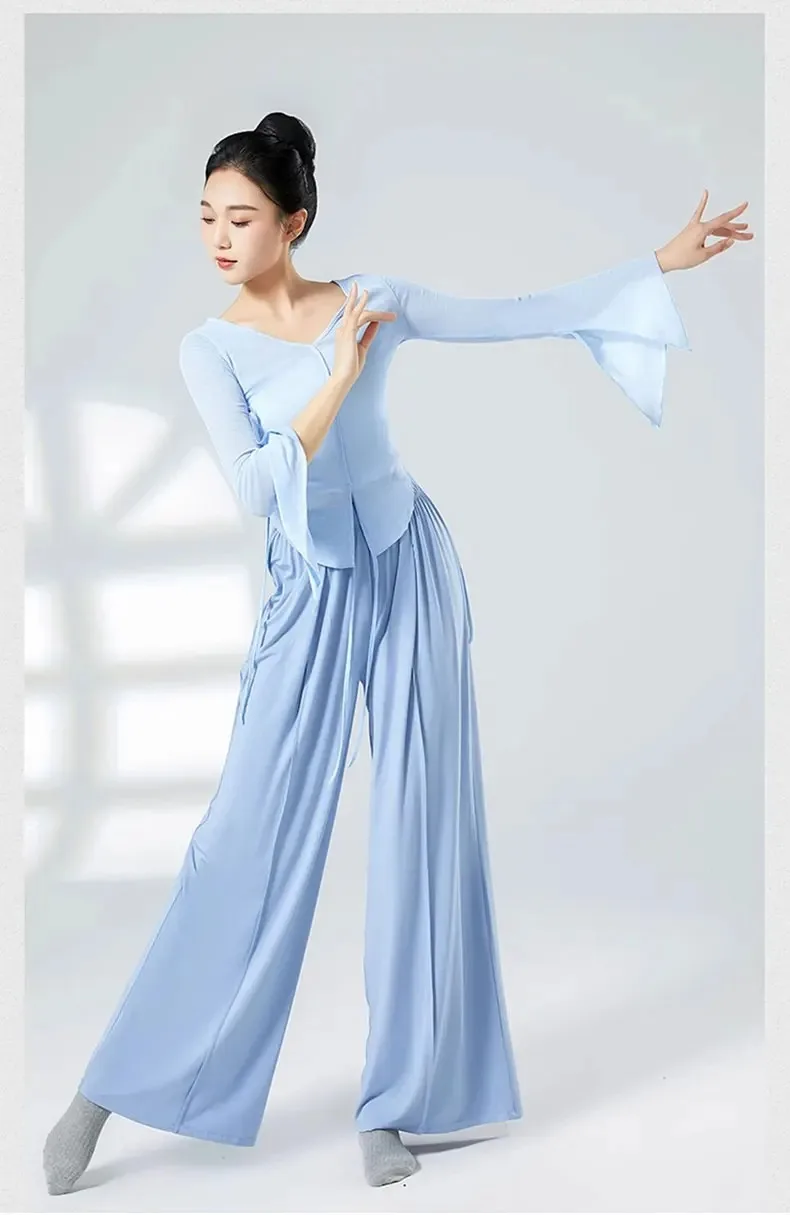 Pantalon de danse classique élégant pour femmes, pantalon de danse moderne à jambes larges, doux et élastique, Yoga, rime corporelle, pantalon d'entraînement de Ballet