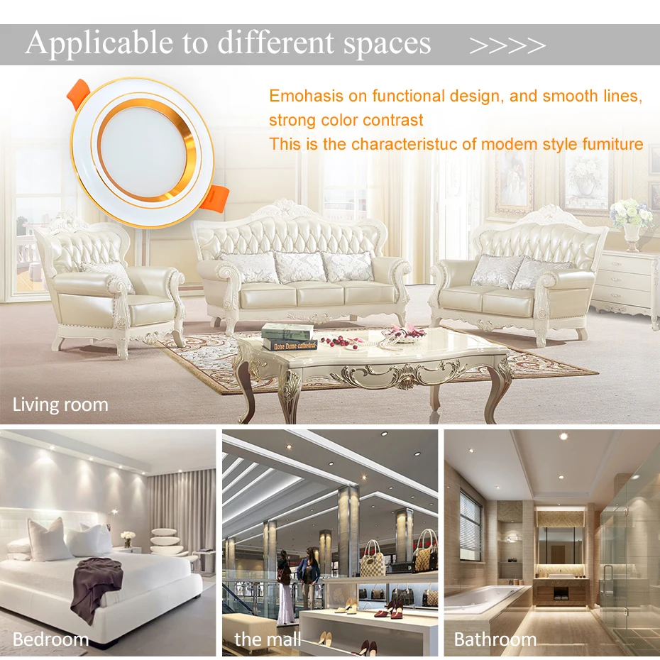 220V Led Downlight 6W 9W Led Ceiling Light Recessed Round Led Panel Light 3 Color Warm White Spotlight for Home Lighting