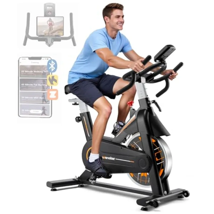 

Велотренажер для дома с поддержкой приложения, бесшумным ременным приводом, тяжелым маховиком и рулем с различными рукоятками