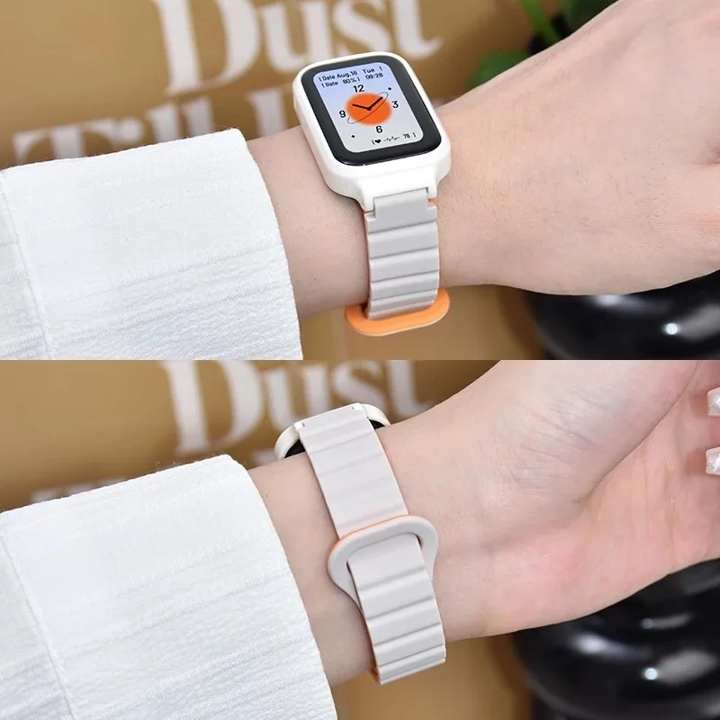 

Liquid Silicone Magnetic Band + PC Case for Xiaomi Smart Band 9 8 Active Redmi Smart Band 2 Strap with Protecter Accessories