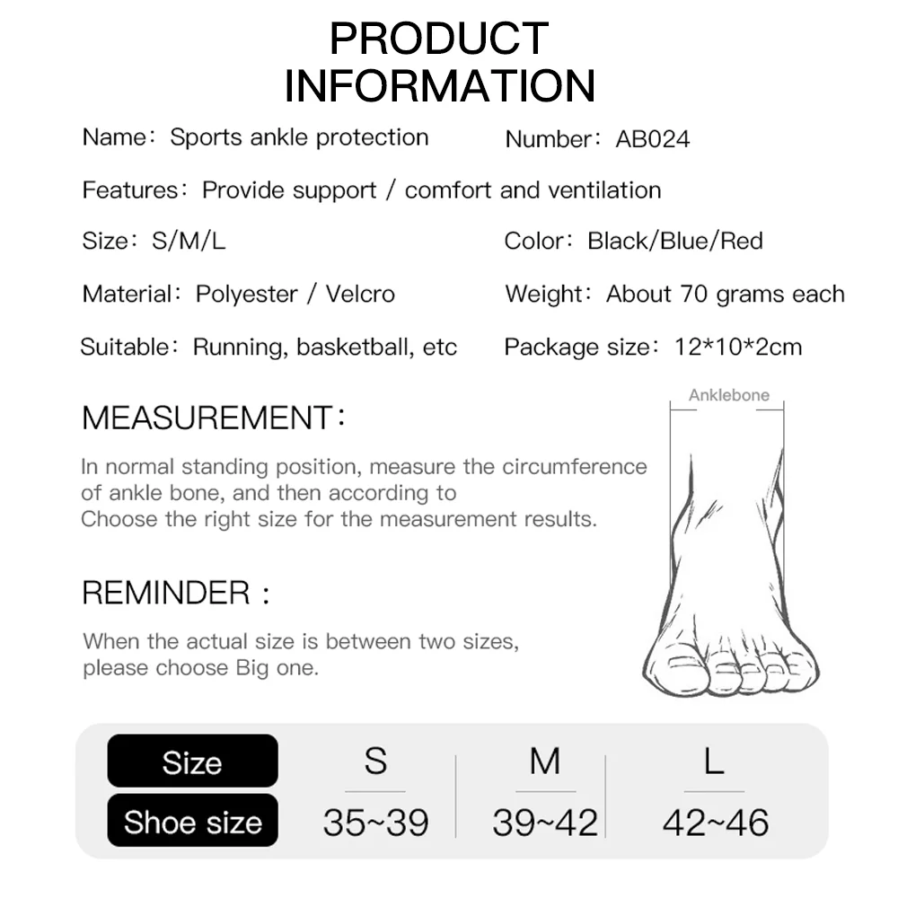 1 PC Nylon Adjustable Size Support Bidirectional Compression Adjustable Size Sports Ankle Protection