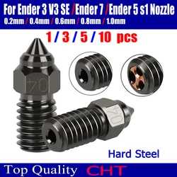 Nozzle For Ender 3 V3 SE Nozzle For Ender 7/ Ender 5 S1 Hardened CHT Nozzles 3D Printer Parts High Speed M6 NOZZLE 0.2 0.4 0.6mm