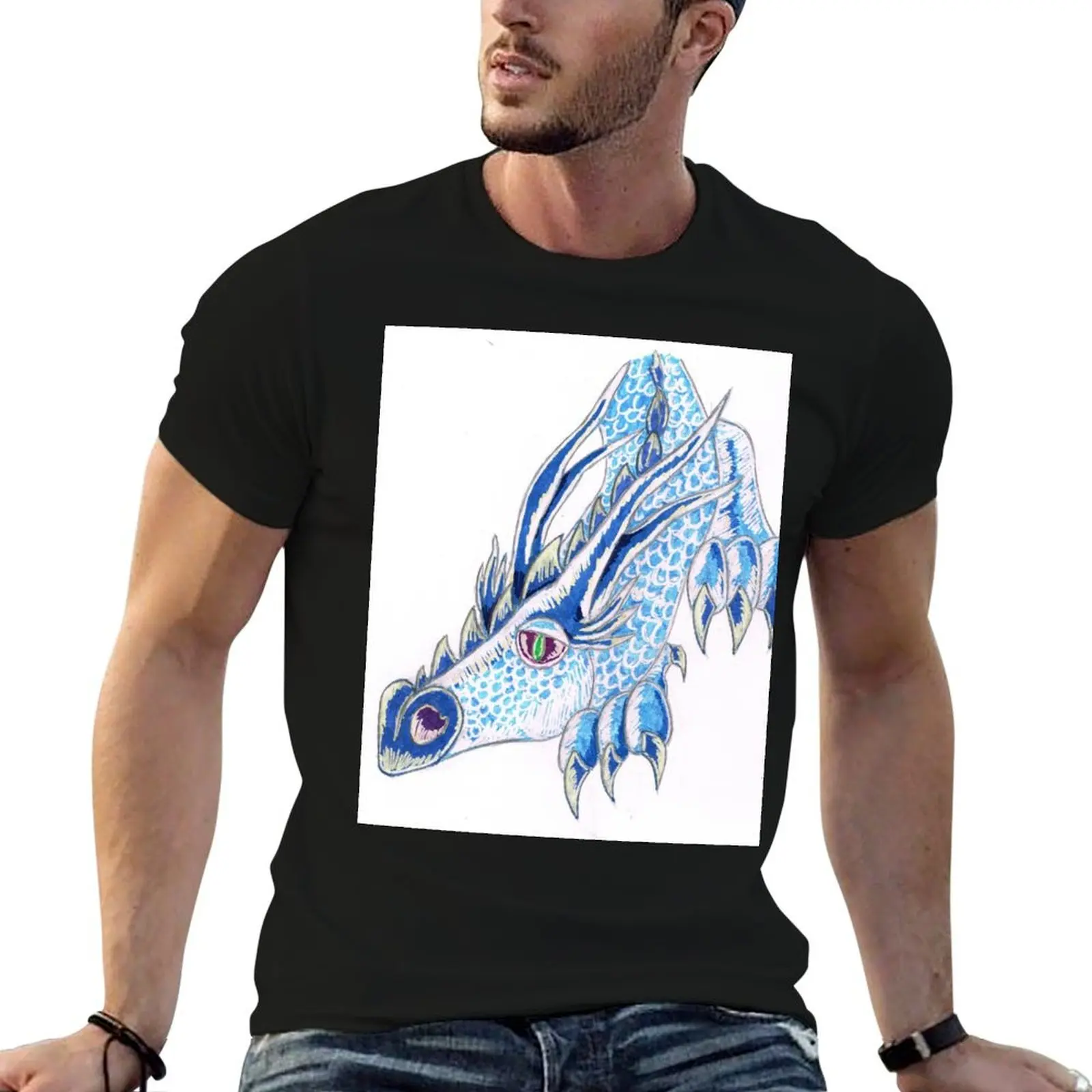 

ice dragon T-Shirt customs design your own aesthetic clothes oversizeds Aesthetic clothing Men's cotton t-shirt