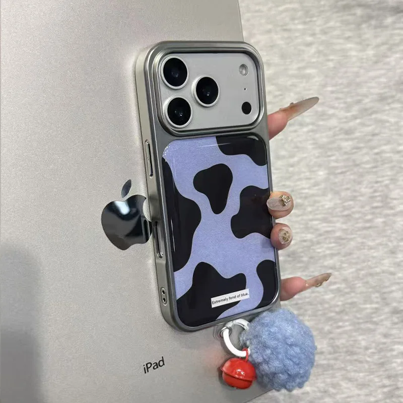 

INS Высококачественный синий, черный узор пантеры, корейский чехол для телефона из смолы для iPhone 17, Air 16, 15, 14, 13, 12, 11 Pro Max Plus Y2K, чехол