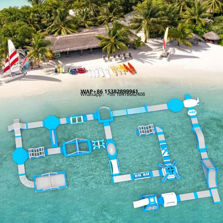 China Commercial Large Outdoor Amusement  Equipment Water Slide  Floating Inflatable Water Aqua Park