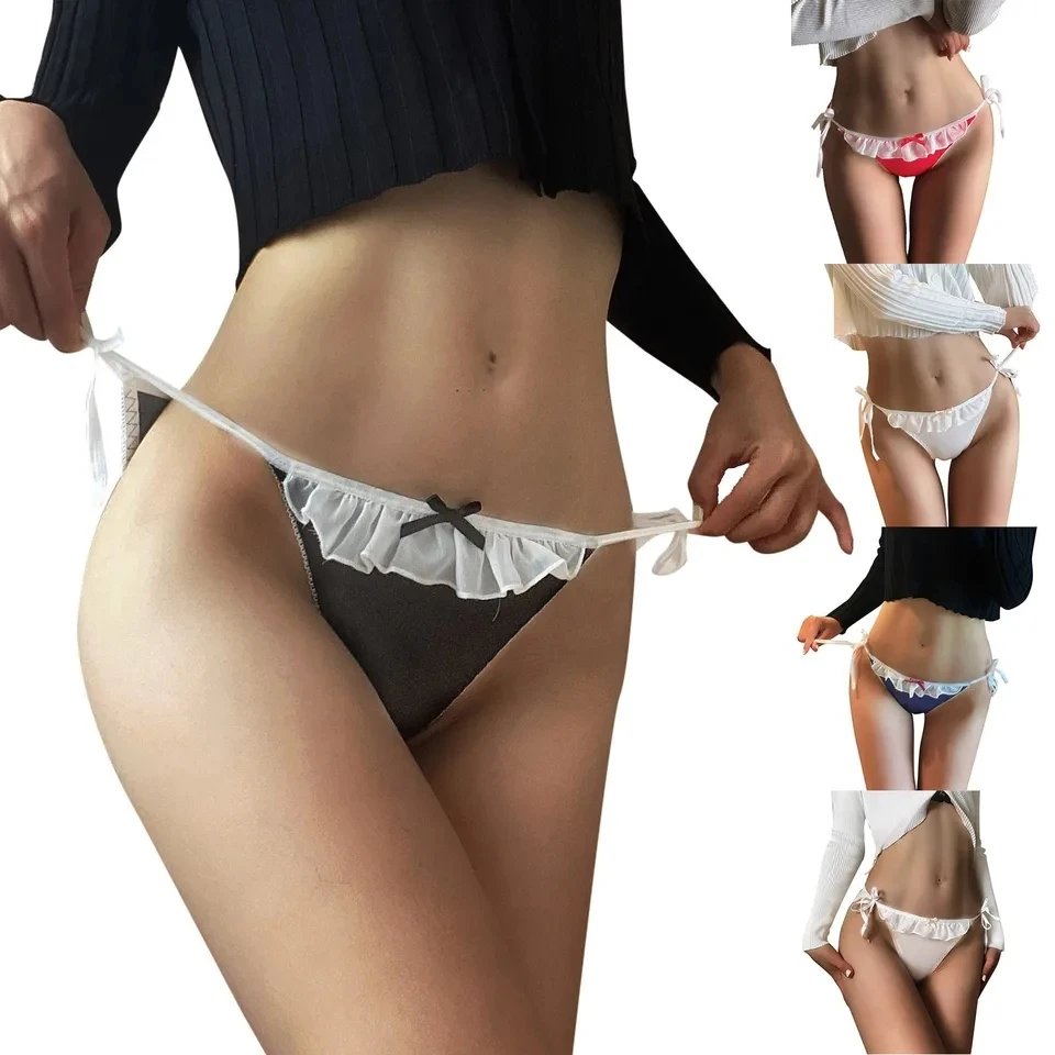 New Tie Side Panties Sexy Thong Women's Lingerie Female Bow Low Waist Briefs G-String Tangas Underpants T-Back Pantys Intimates