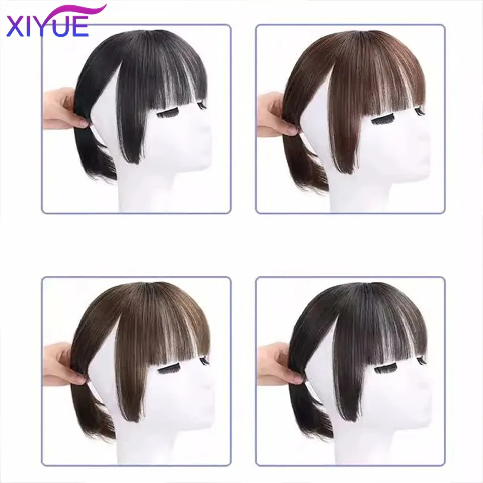 XIYUE  Bangs wig princess cut into synthetic hair no trace on the top of the head increased hair volume hair patch wig piece