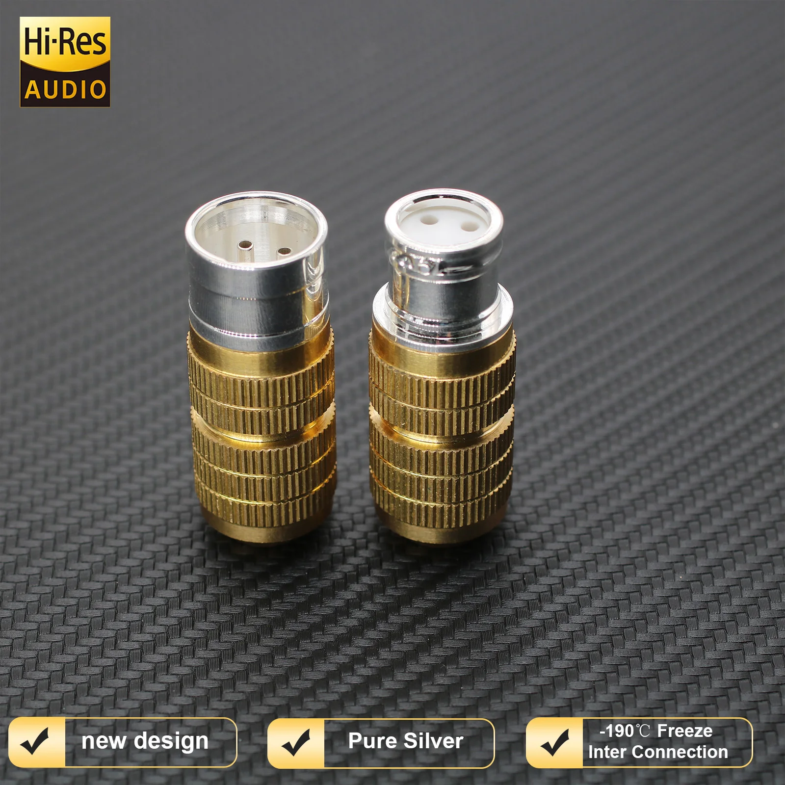 XLR 99.999 Pure Silver Metal -190 Freeze Conductor Brass Carbon Fiber Shell Female Male Plug