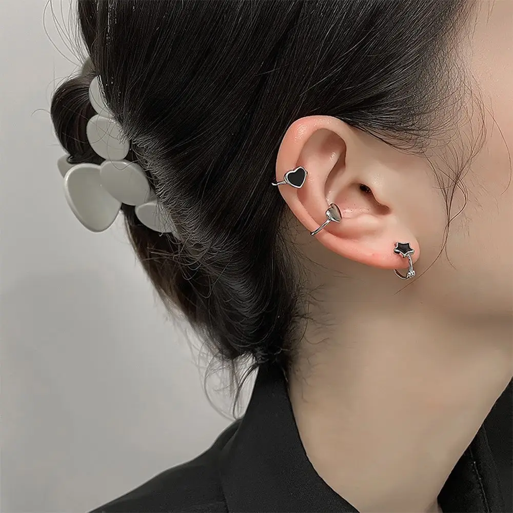 Punk Trendy Copper Ear Jewelry Love Heart No Pierced Clip On Earrings Women Ear Clips Ear Cuff Korean Hoop Earrings