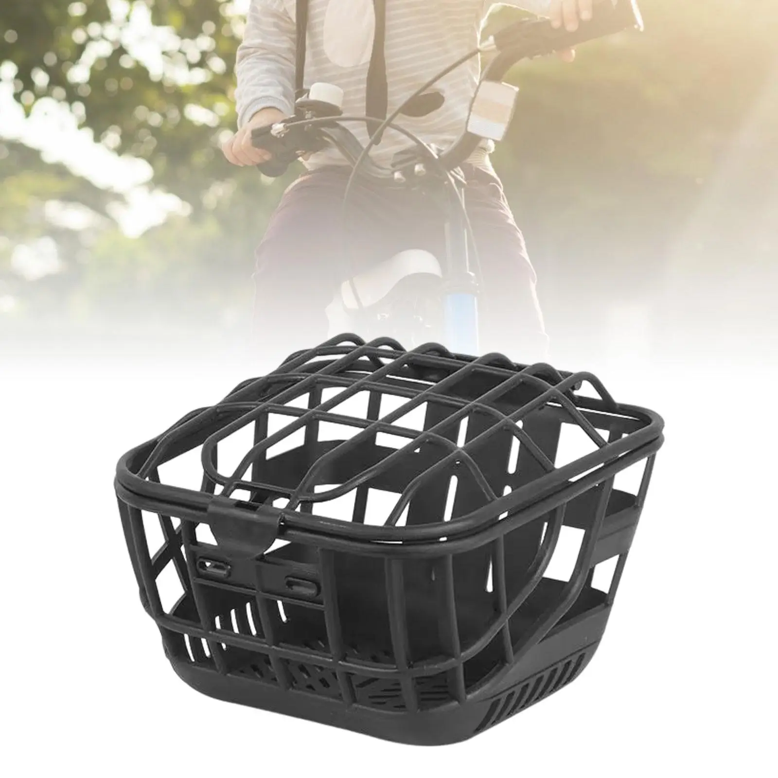 Bike Basket Large Capacity Sundries Container Bicycle Front Basket with Cover for Riding Electric Bikes Kids Bikes Road Bikes