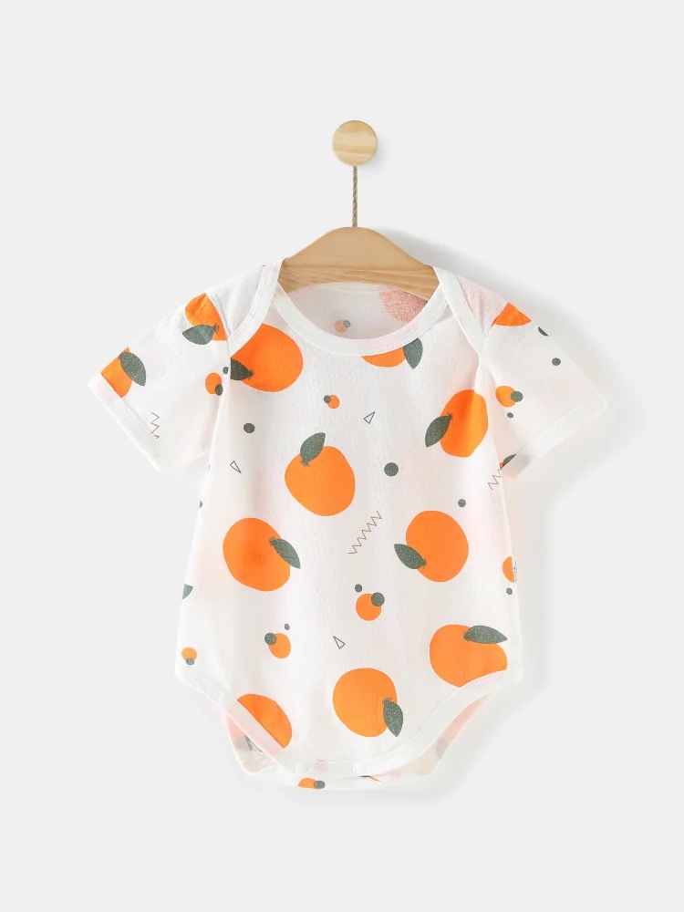 3-24M Infant Baby Girl Bodysuit Summer Short Sleeve Cute Fruit Printed Cotton Knitted Onesies Comfort Breathable Romper