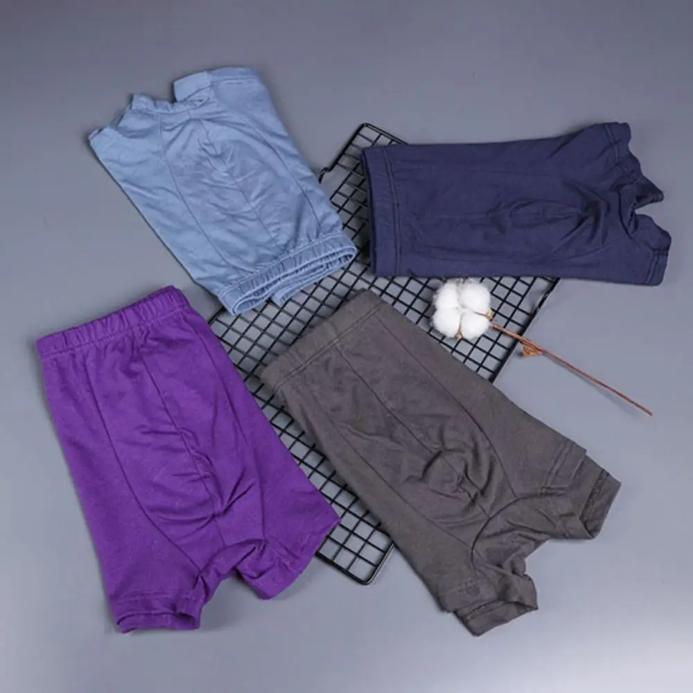 

5PCS Comfortable Loose Cotton Boxer Briefs Mid Waist Panties Underwear for Men Lingerie Simple Shorts Underpants Gifts