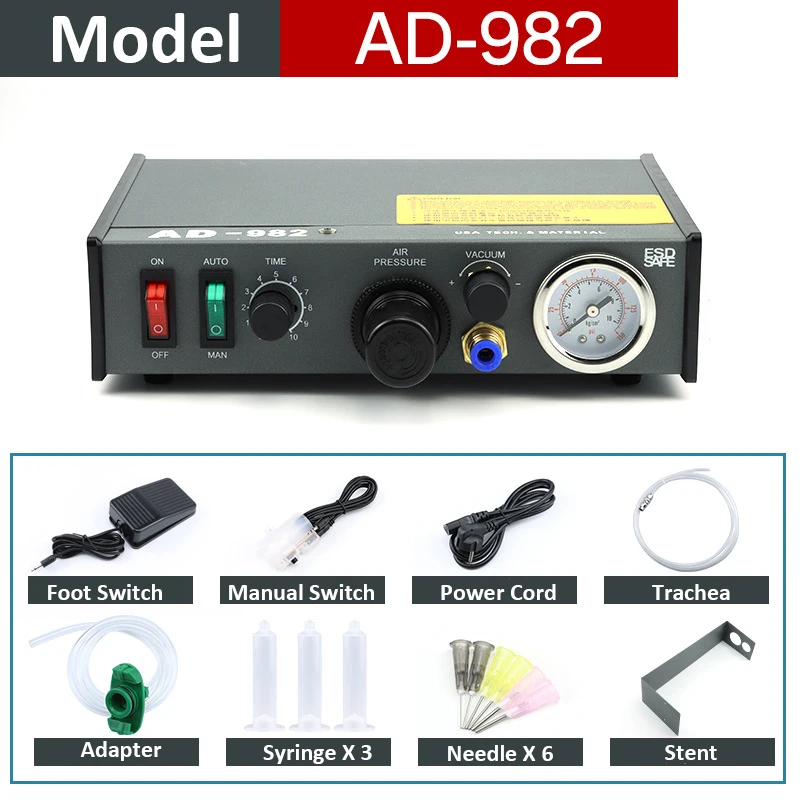 

220V 50HZ AD-982 Semi-Automatic Glue Dispenser Machine,Pneumatic Liquid Dispensing Controller ,Manual Pedal Dispenser