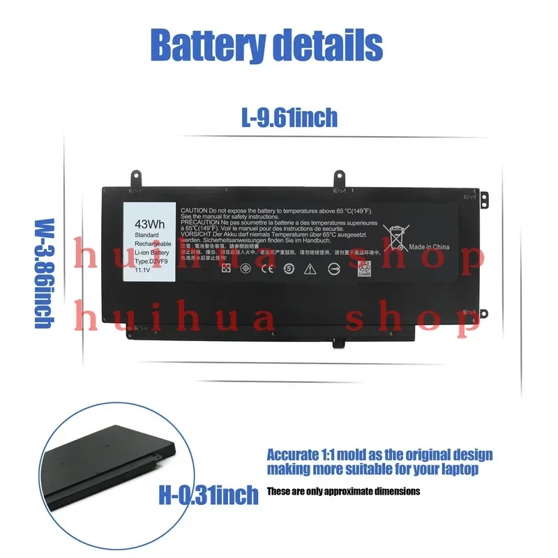 Li-ion Battery Laptop Battery D2VF9 11.4V 3200mAh for D-ELL laptop zm