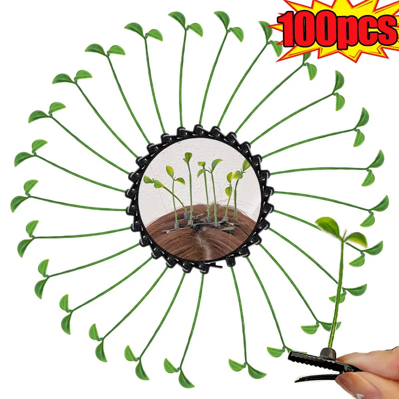 

5/100pcs Cute Sprout Plant Hair Clips Funny Grass Style Hairpins Novelty Hair Accessories for Women Girls Party Cosplay Headwear