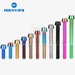 Wanyifa Titanium Bolt M6 x 10 15 16 18 20 25 30 35 40 45 50 55 60 65mm Allen Key Taper Head Bolt Screw for Bicycle Headset Brake