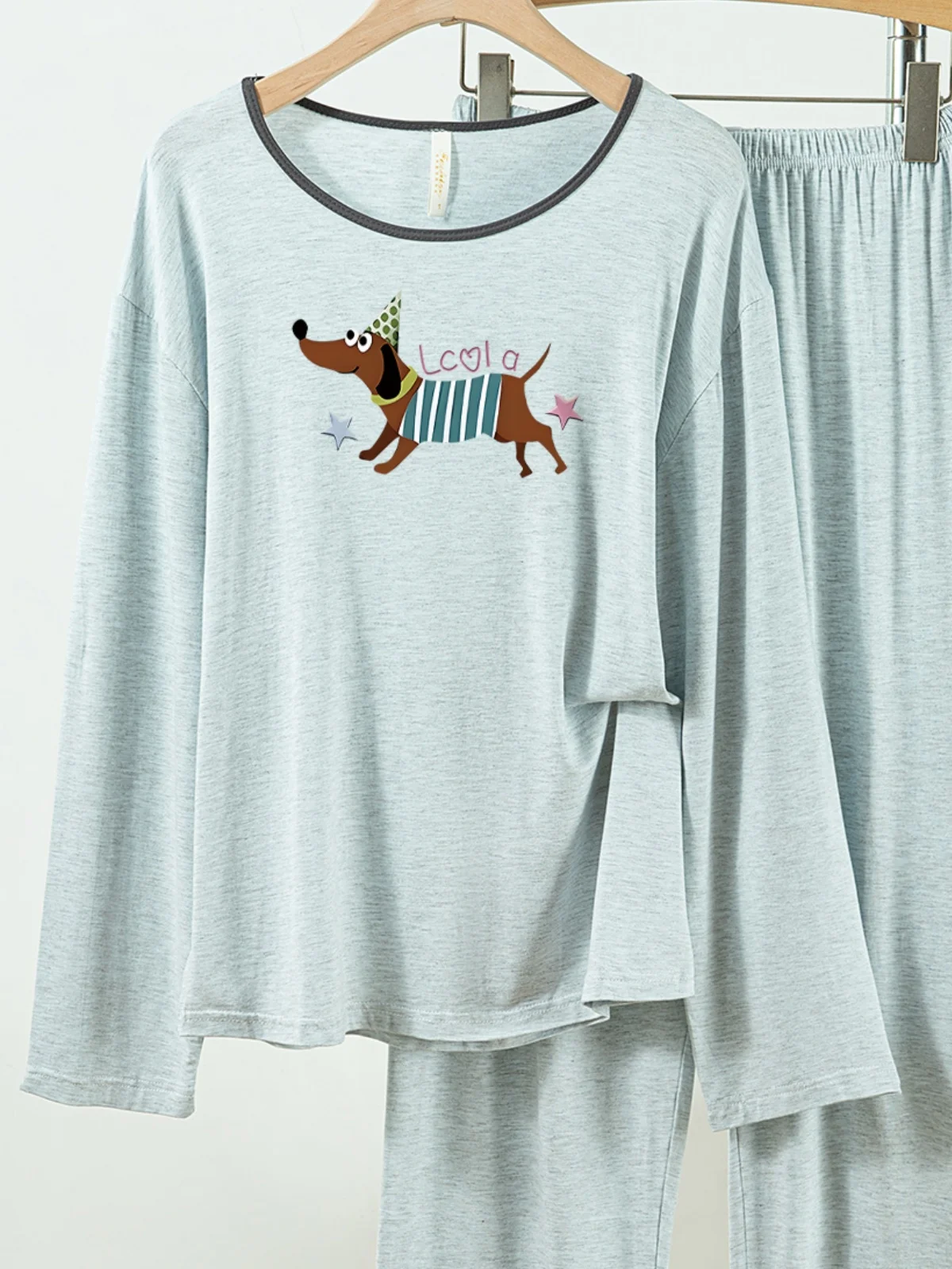 5181-273 여성용 캐주얼하고 편안한 모달 코튼 파자마, 신상 봄가을 긴팔 긴바지 단색 캐주얼