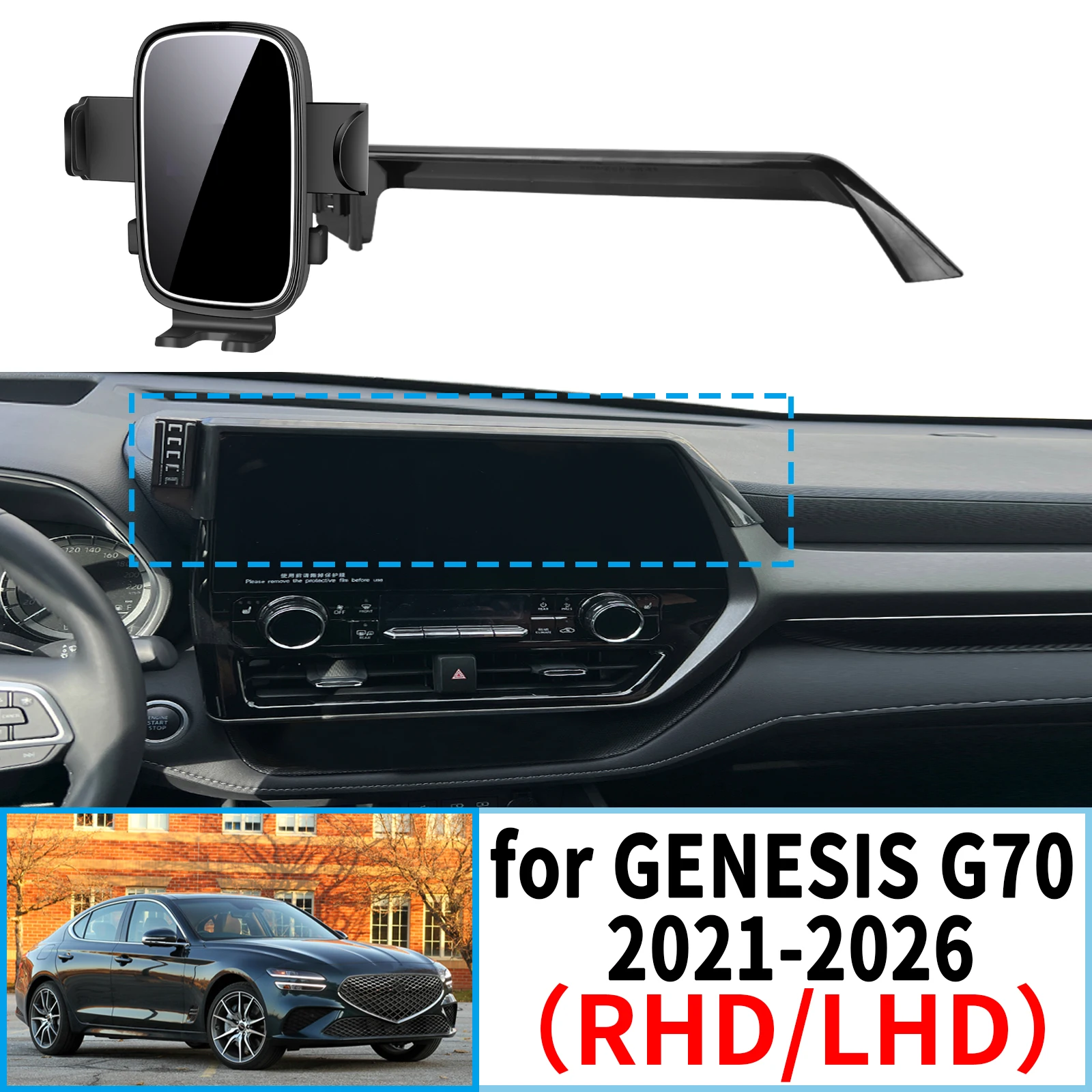 

for GENESIS G70 2021 2022 2023 - 2026 RHD LHD Stable Clip-On Phone Holder​​ Mount Screen Base No Vibration​ Car accessoires