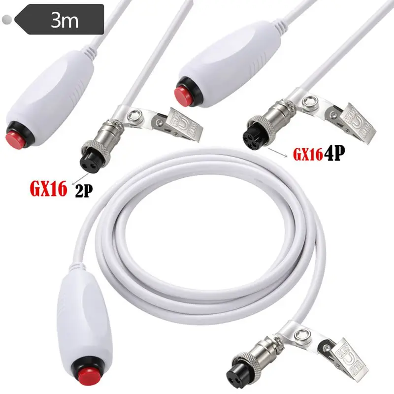 GX16 2P 4P Female Single Button Nurse Call Line Call Button Switch Line Emergency Call Button Line With Bed Sheet Clip 3m