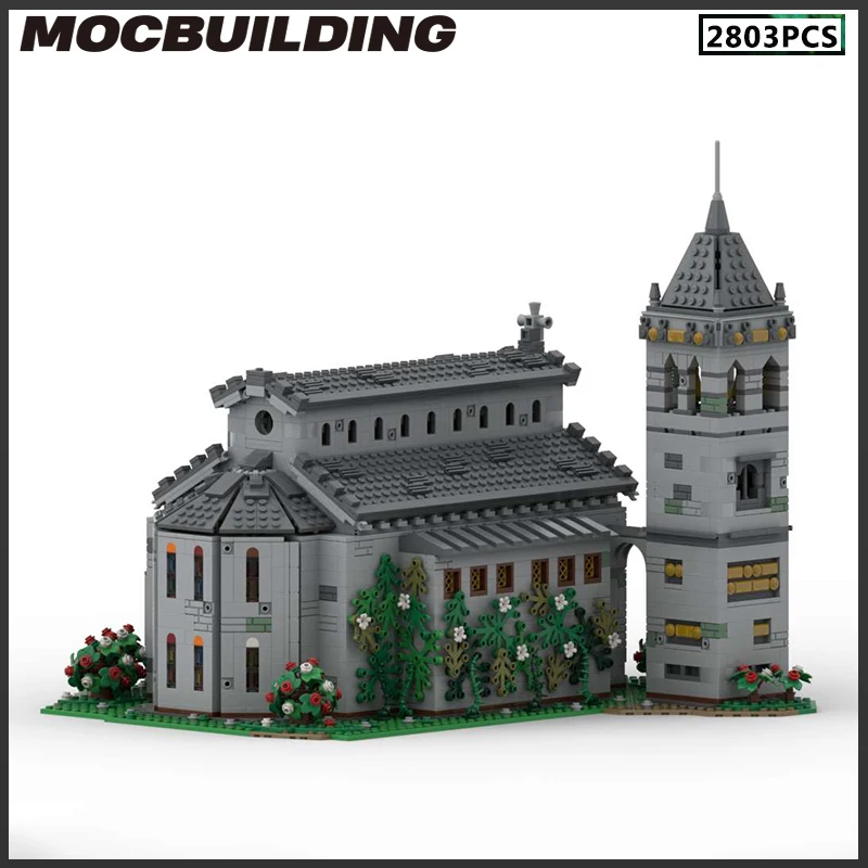 Décennie s de construction MOC d'église médiévale, modèle rw, briques modulaires, assemblage de bricolage, jouet de collection d'idées créatives, cadeau de Noël