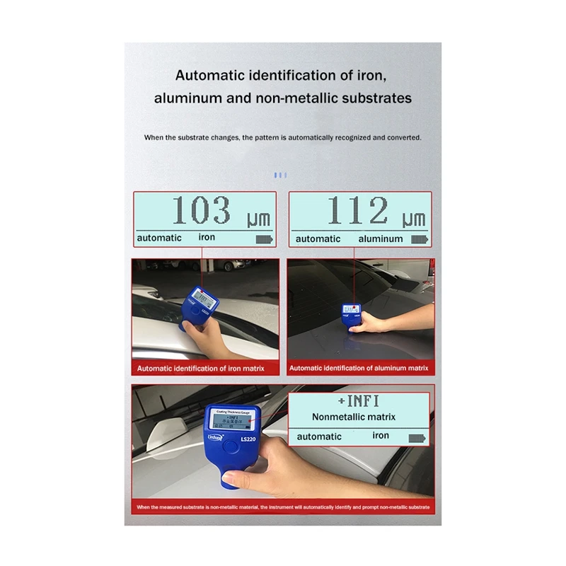 Linshang LS220B Thickness Gauge Coating Thickness Gauge Car Paint Meter LCD Screen 2000Um For Car Dry Film