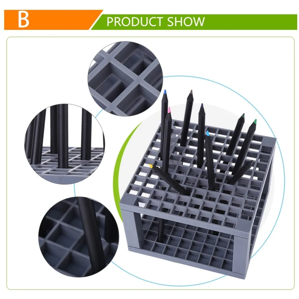 96Holes Grey Paint Brush Holder Double-end hole Detachable Plastic Art Storage Rack Lightweight Detachable Pen Organizer