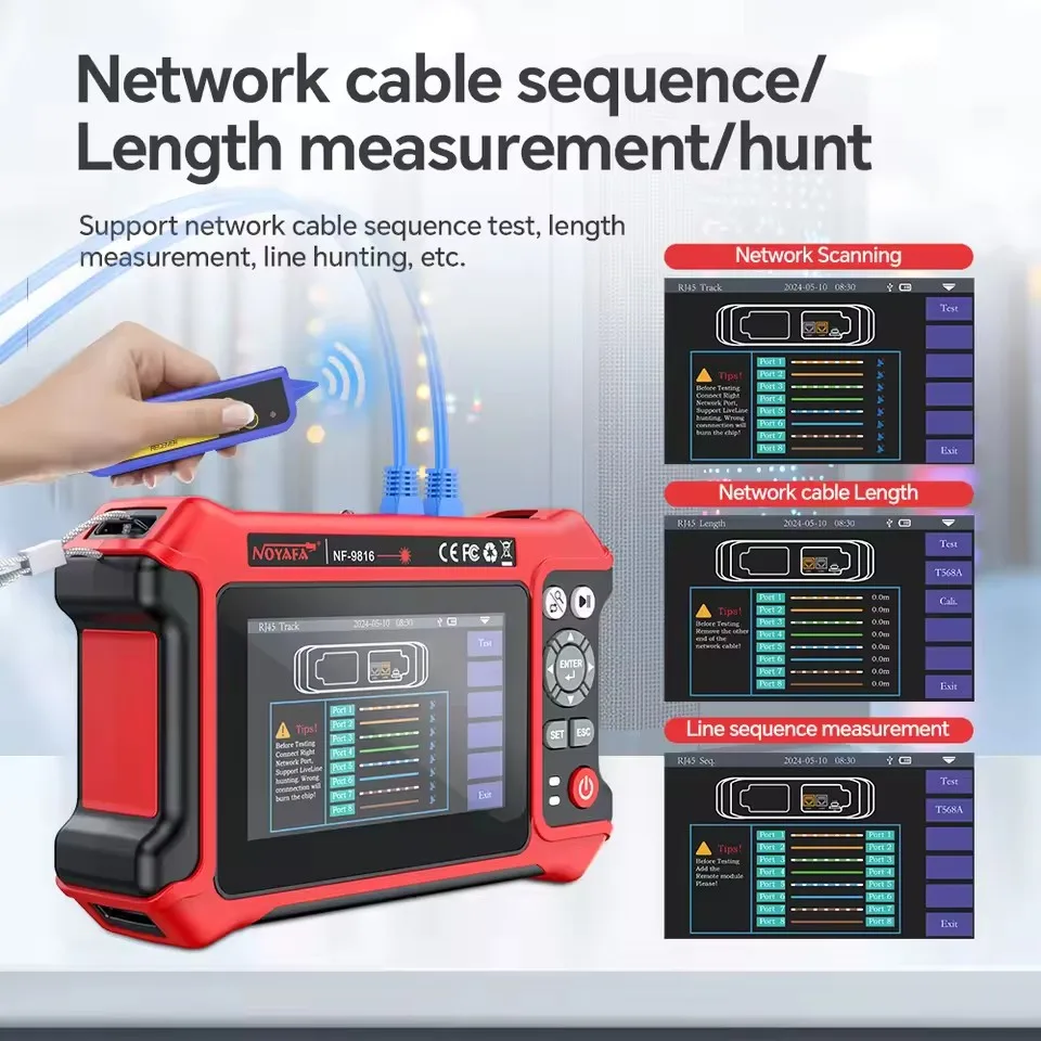 NOYAFA OTDR IPC Tester 1310/1550nm Active Fiber 10G Dual OPM Multi in 1 Optical Time Domain Reflectometer with OPM OLS VFL Map