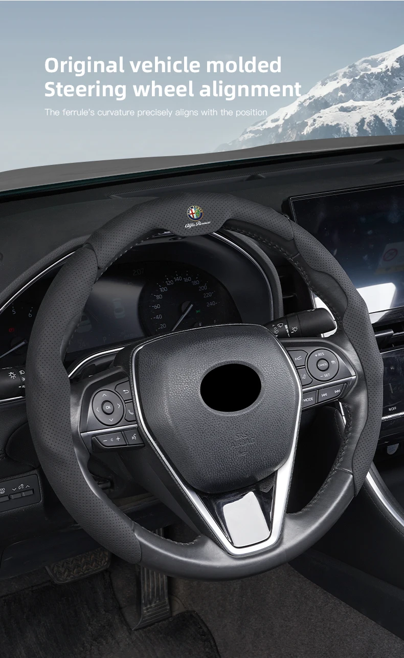 Nappa-Leder Dreistufiger Lenkrad-Antirutschschutz für Alfa Romeo 156 159 147 4C 8C 166 Giulia Giulietta GT 500 – Detail 8