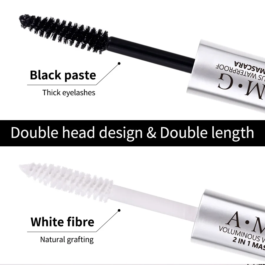 Black and white double head eye black thin thick white long lasting thick mascara styling cream