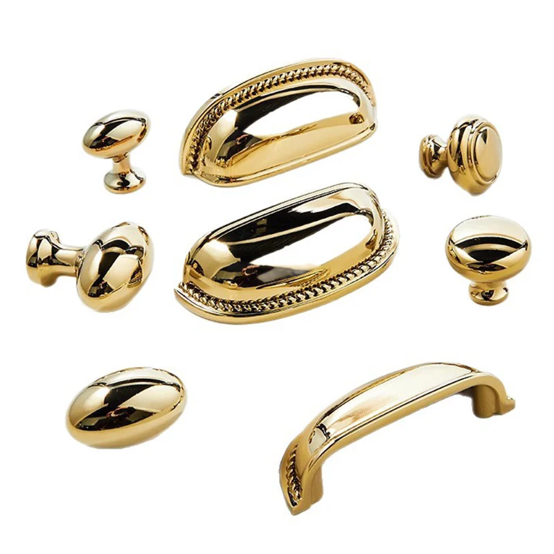 Luxury Gold 10PCS Solid Brass Furniture Pulls Handles Drawer Knobs Cupboard Wardrobe Closet Dresser Wine Cabinet Pulls Knobs