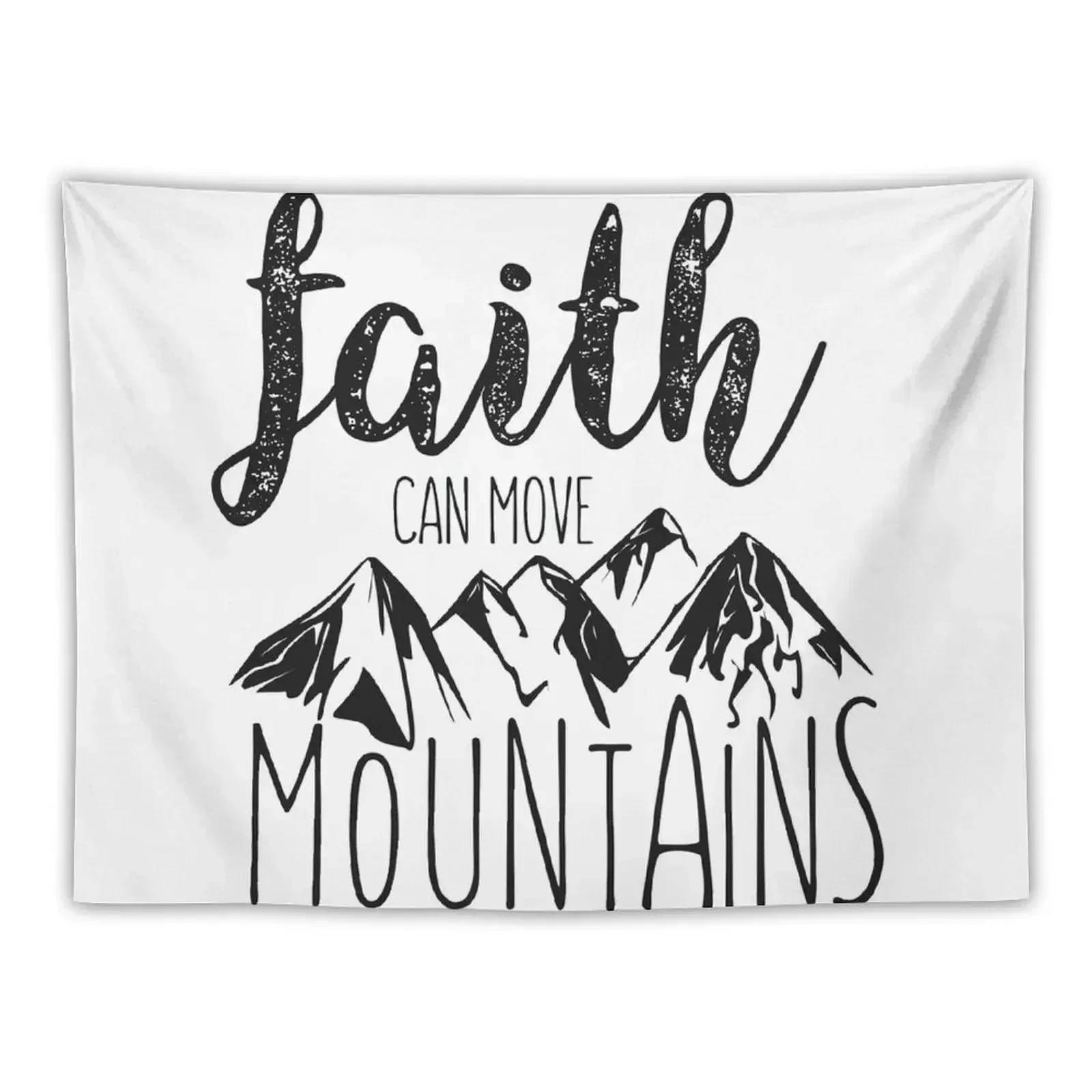 Faith Can Move Mountains - Matthew 17:20 - Bible Verse Tapestry Home Decorating Room Decor Aesthetic Wall Hanging Tapestry