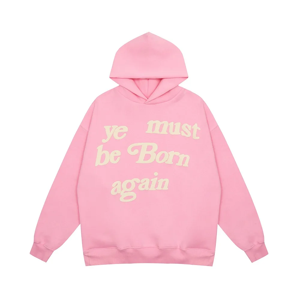 2024fw Puff Print Kanye West Hoody Men Women 1:1 Pink Ye Must Be Born Again Hoodie Oversize Fit Pullovers CPFM Sweatshirts