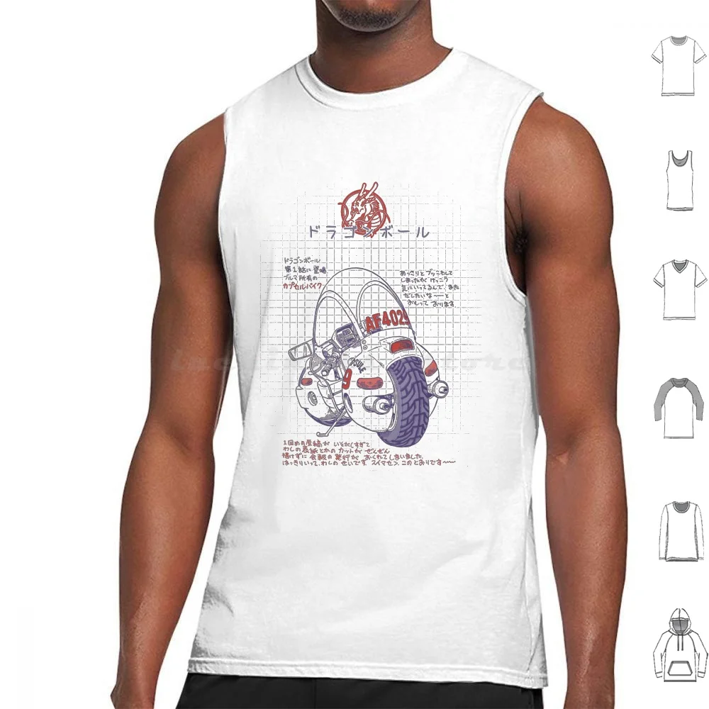 Af4029 Tank Tops Vest Sleeveless Motorbike Anime Motorcycle Bulma Sleeve Cap Dragon Akira Kaneda Tetsuo Retro Dbz Net Black