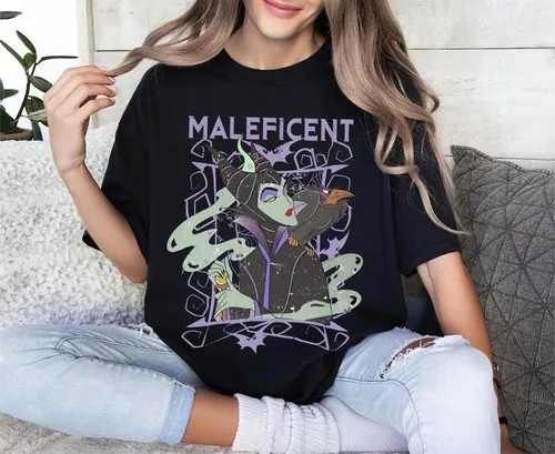 خمر رابونزيل النوم الجمال الشرير Maleficent الشر ماجيك هالوين تي شيرت للجنسين القطن الخالص عالية الجودة ملابس الشارع الشهير
