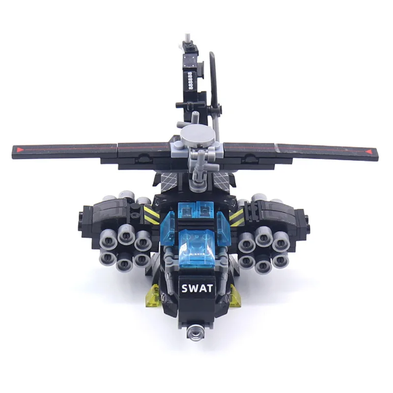 SWAT Gunship Special Forces Helicopter MOC Mini Military Figures Army Accessories MOC Building Parts Blocks Bricks Children Toy