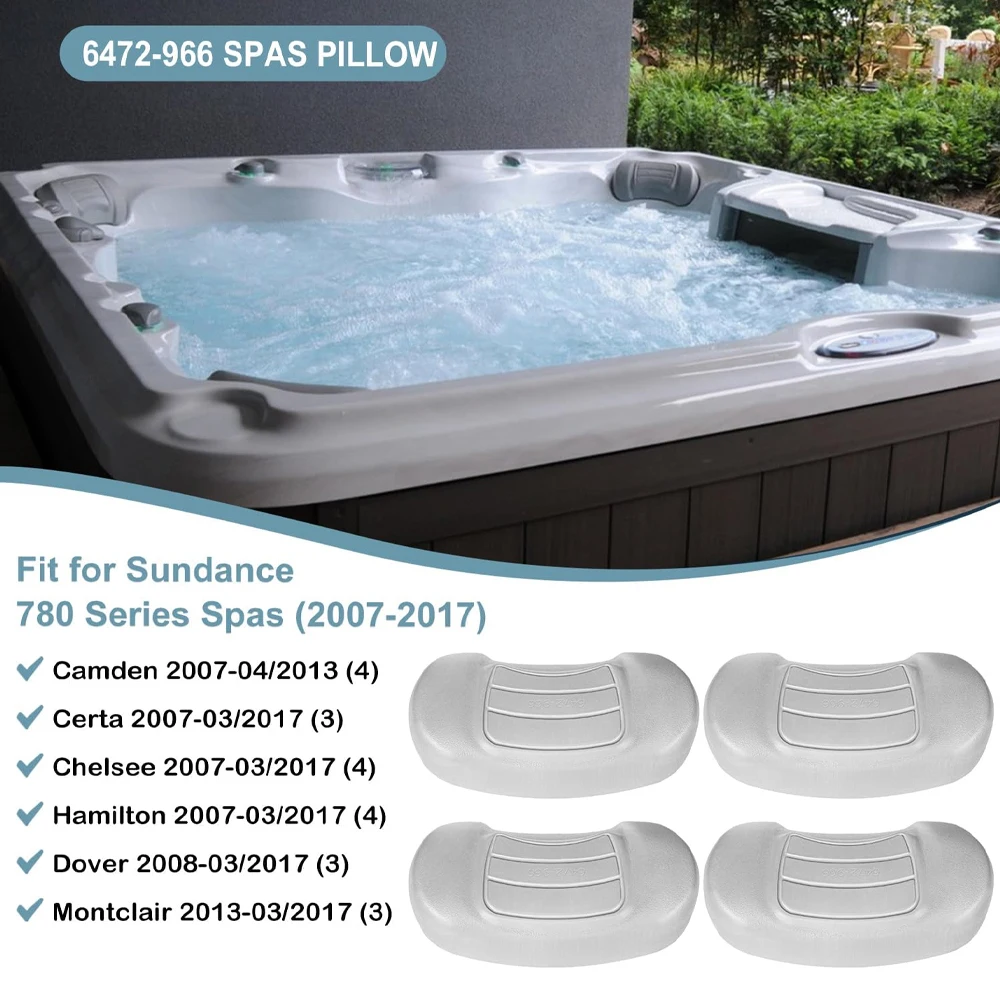 4 PCS 6472-966 Hot Tub Head Rest Replacement Pillow for Sundance 780 Series Spas 2007-2017, Compatible Models  Replace 6455-469