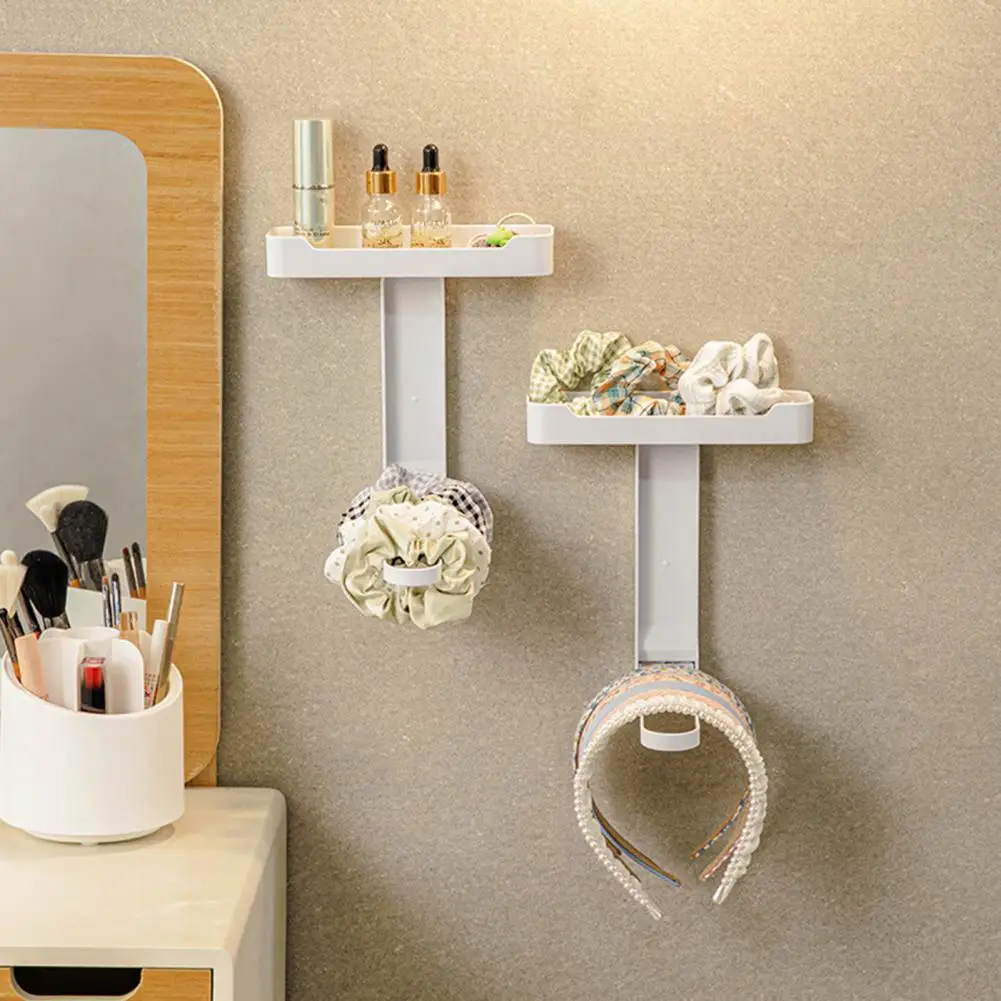 

Hair Accessory Organizer for Wall Nail-free Hair Accessory Holder Double Layer Wall Mounted Storage Rack with for Bedroom