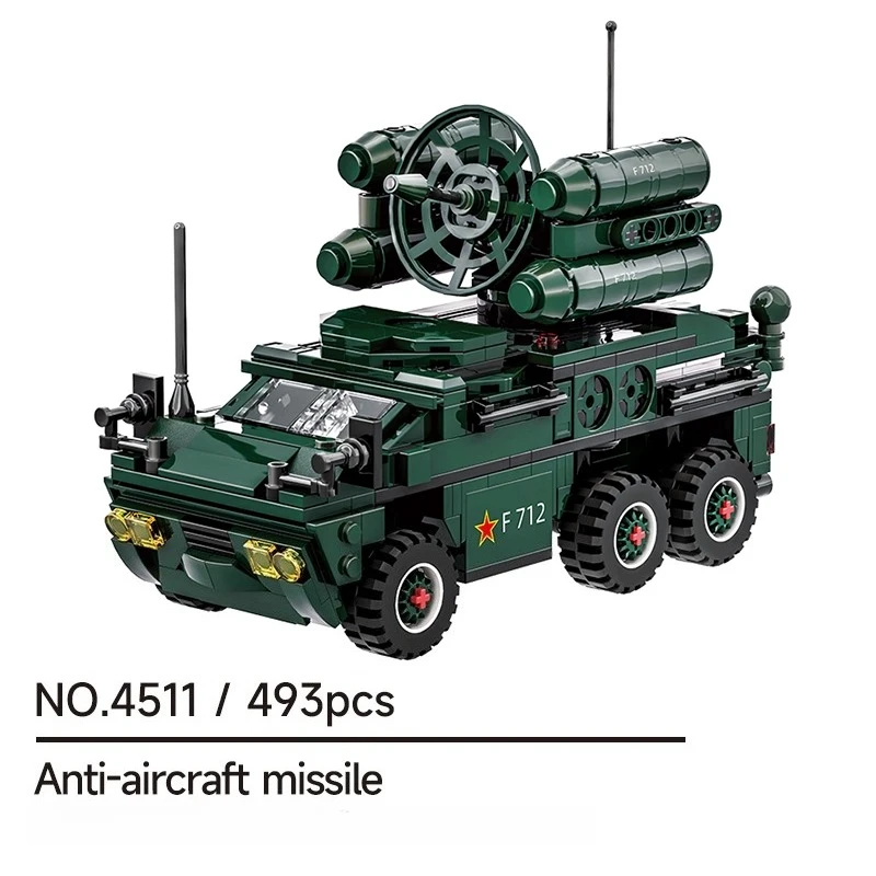 SEMBO 対空ミサイル車両ビルディングブロッククリエイティブ手組み立て戦車モデルデスクトップ装飾品教育玩具ギフト